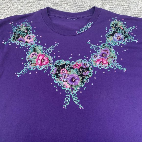 90s quirky art teacher grandma style glitter appliqué tee - Picture 3 of 4